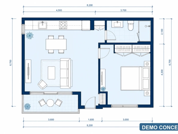 2-room – 55.8 m² – Investoria Black Sea Residence – Demo